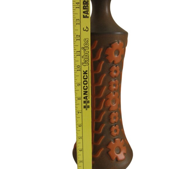 Vintage Hyalyn Mid Century Tall Vase Orange Floral Scandinavian Design Pottery - Picture 5 of 6